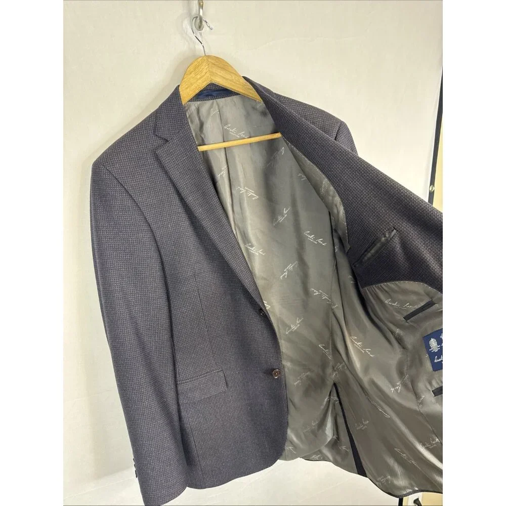 Austin Reed Signature Blue Textured Sport Coat Blazer Men’s‎ 40R Super 110s Dino